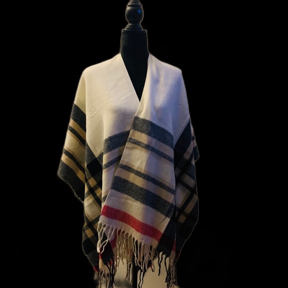 PLAID PONCHO SCARF - Picture 3 of 5